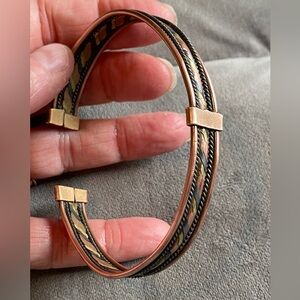 Braided Copper and Black Cuff Bracelet